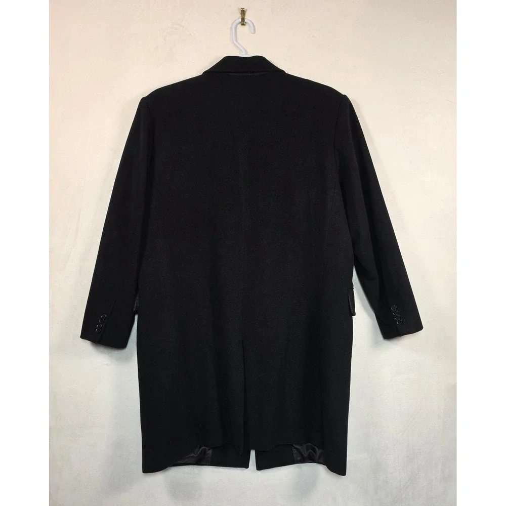 H&M Wool Blend Overcoat Mens XL Black Long Peacoat Trench Old Money Minimalist